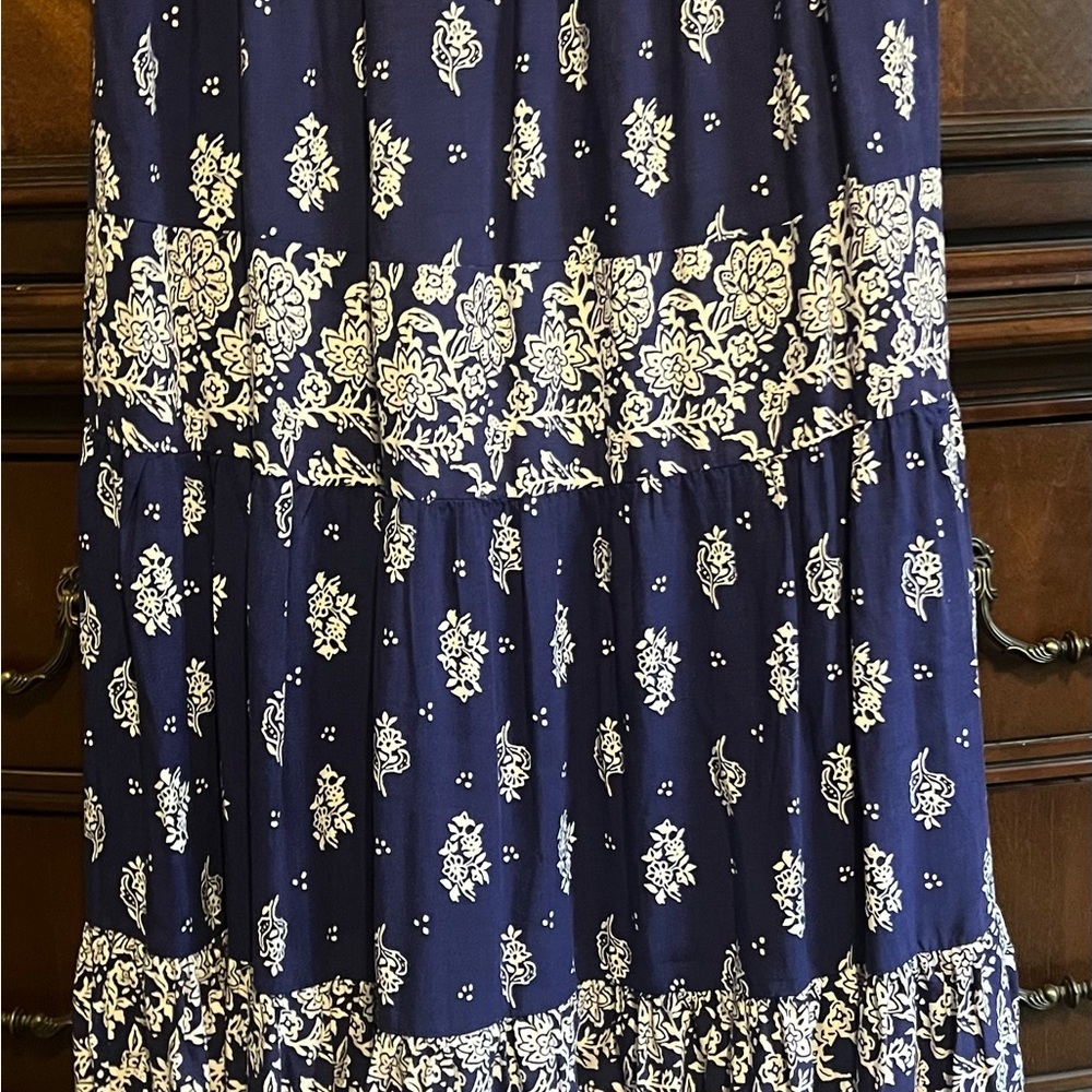Floral Maxi Skirt in Navy and White - Picture 5 of 5